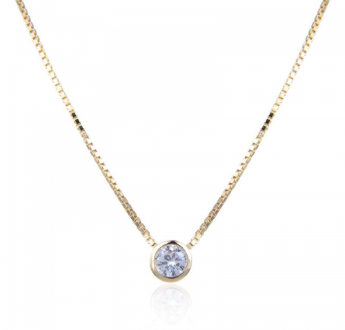 Solitaire Pendant Necklace - Gold