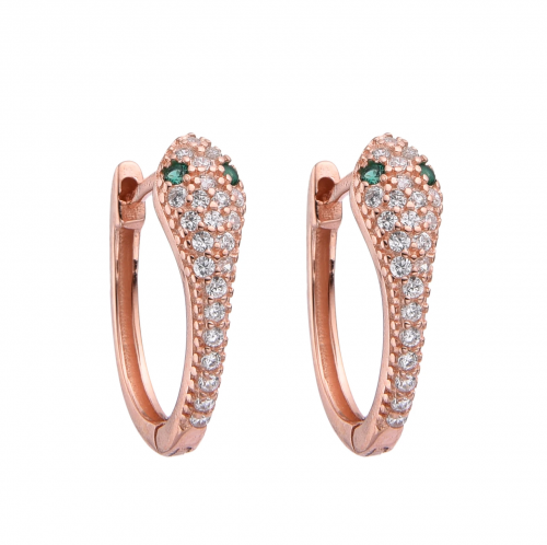 Serpent Huggie Hoops-Rose Gold